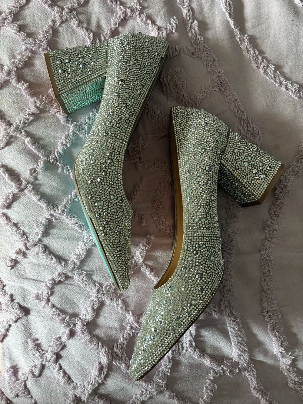 Betsey Johnson Bedazzled Silver Heels